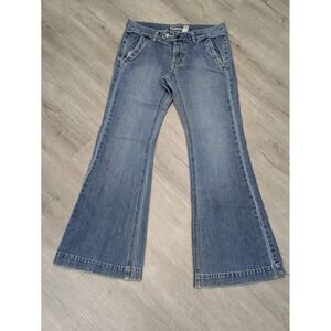 Vintage Old Navy Jeans Womens 6 Blue Ultra Low Waist Wide Leg 32x32 Y2K Denim